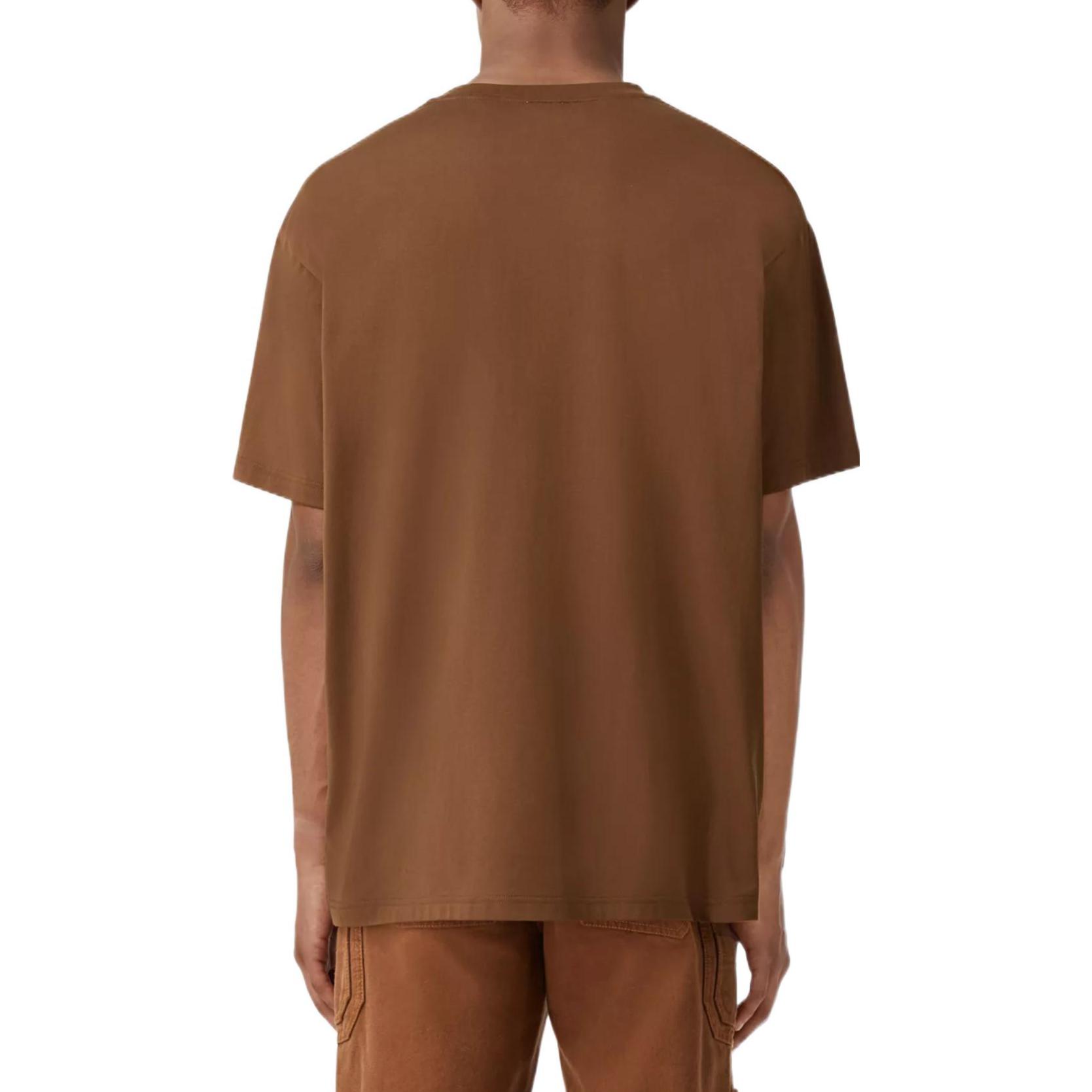 Shop Camiseta Marrón Burberry FW22 con Logo y Bordado de Hoja de Roble. 80632041