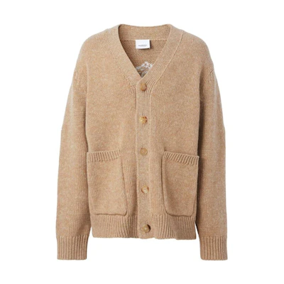 Burberry FW22 Brown V-Neck Long Sleeve Sweater with Logo Embroidery. 80587621