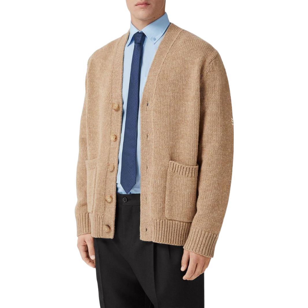 Burberry FW22  Brown V-Neck Long Sleeve Sweater with Logo Embroidery. 80587621 圖 5