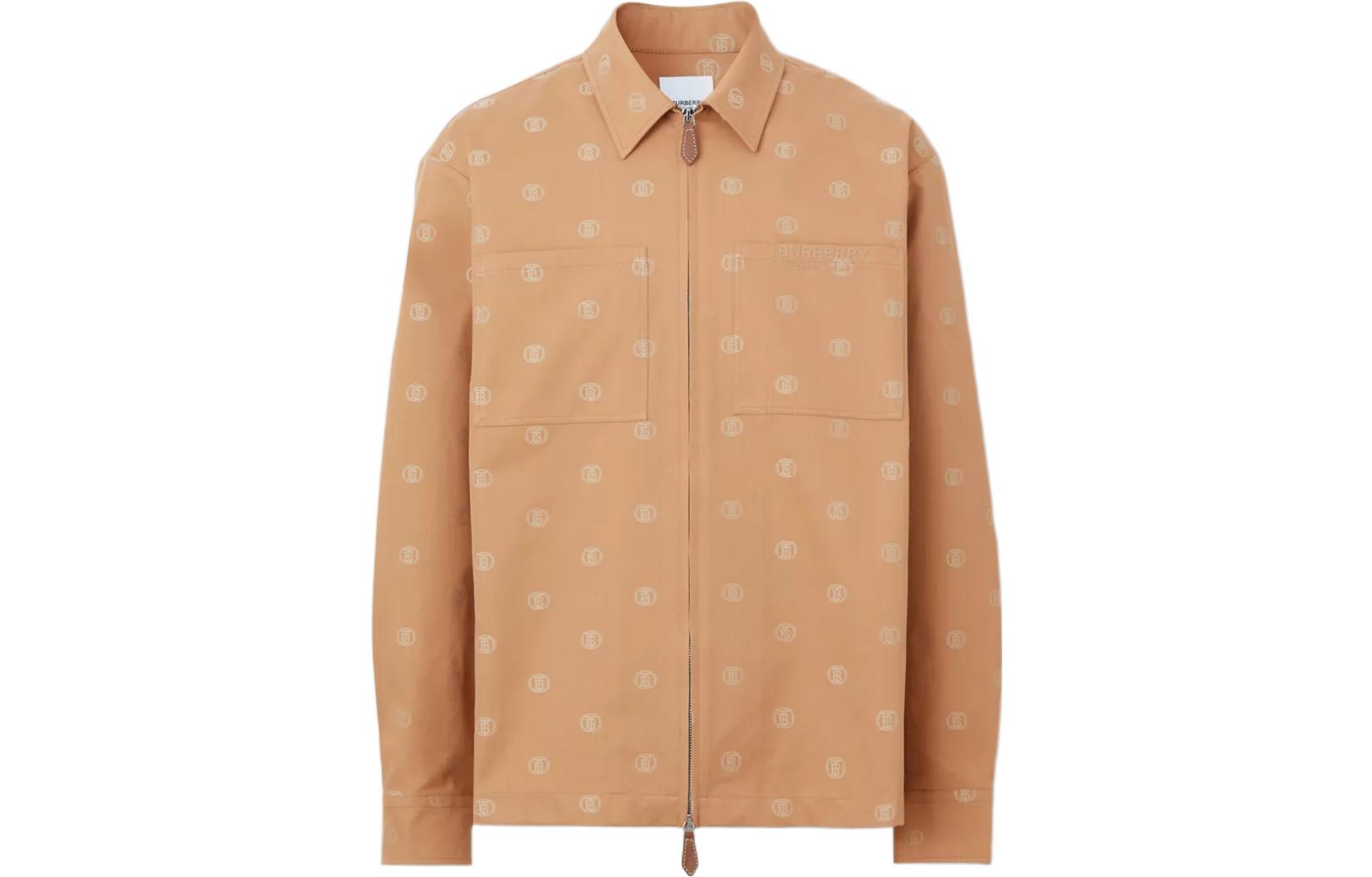 Burberry FW22  Camel Logo Print Zip-Up Long Sleeve Shirt 80557371 圖 2