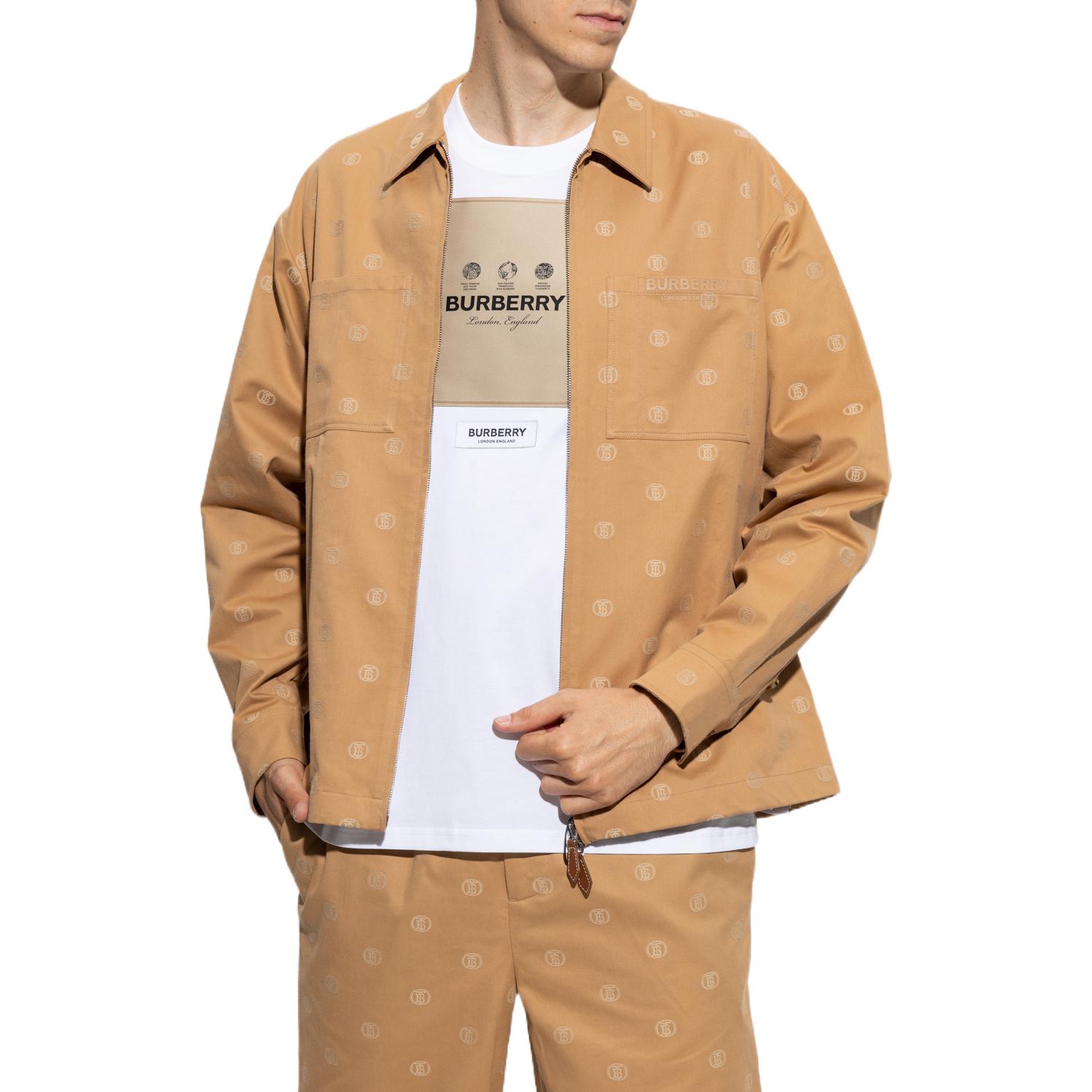 Burberry FW22  Camel Logo Print Zip-Up Long Sleeve Shirt 80557371 圖 3