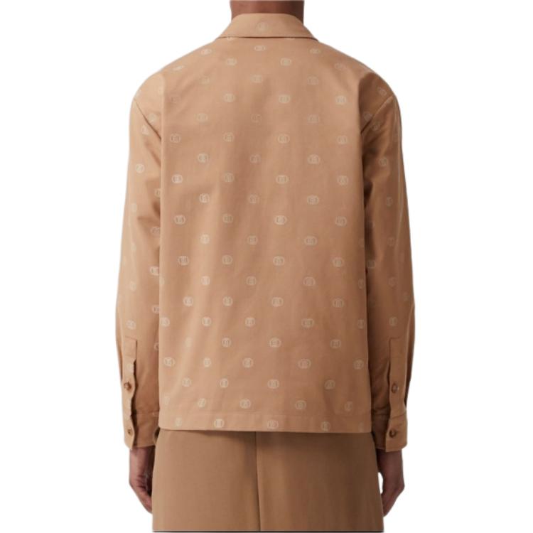 Burberry FW22  Camel Logo Print Zip-Up Long Sleeve Shirt 80557371 圖 6