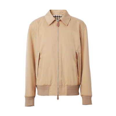 Burberry FW22 Camel Solid Zip-Up Loose Fit Collar Jacket. 80582761