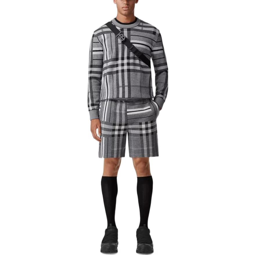 Lookbook Burberry FW22 格紋提花圓領針織毛衣燧石灰 80587961