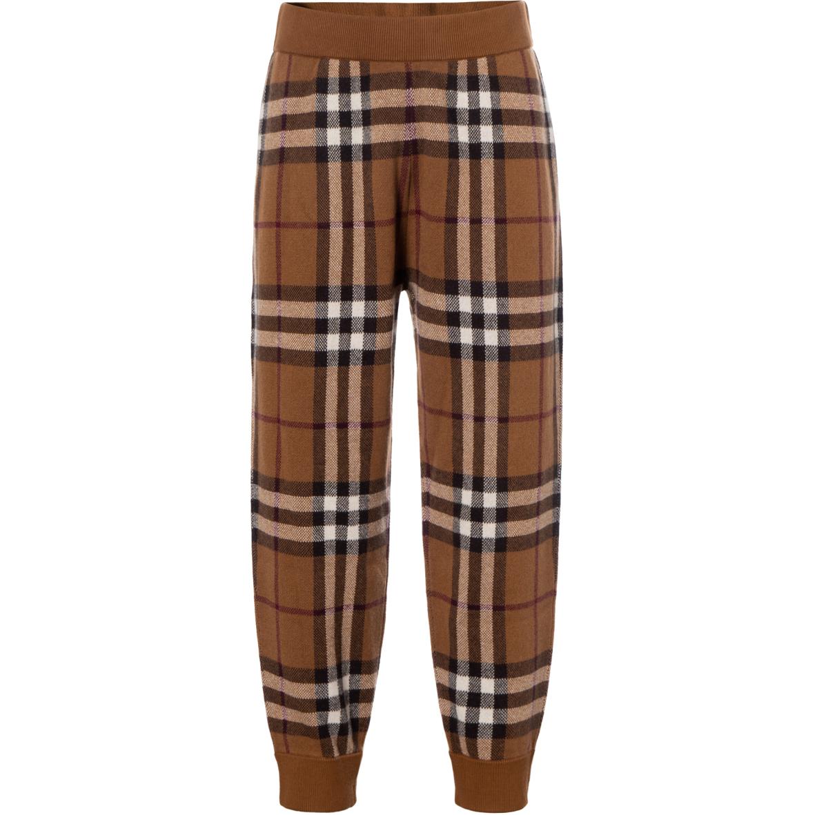 Burberry FW22  Check Knit Jogger Pants Birch Brown 80636421