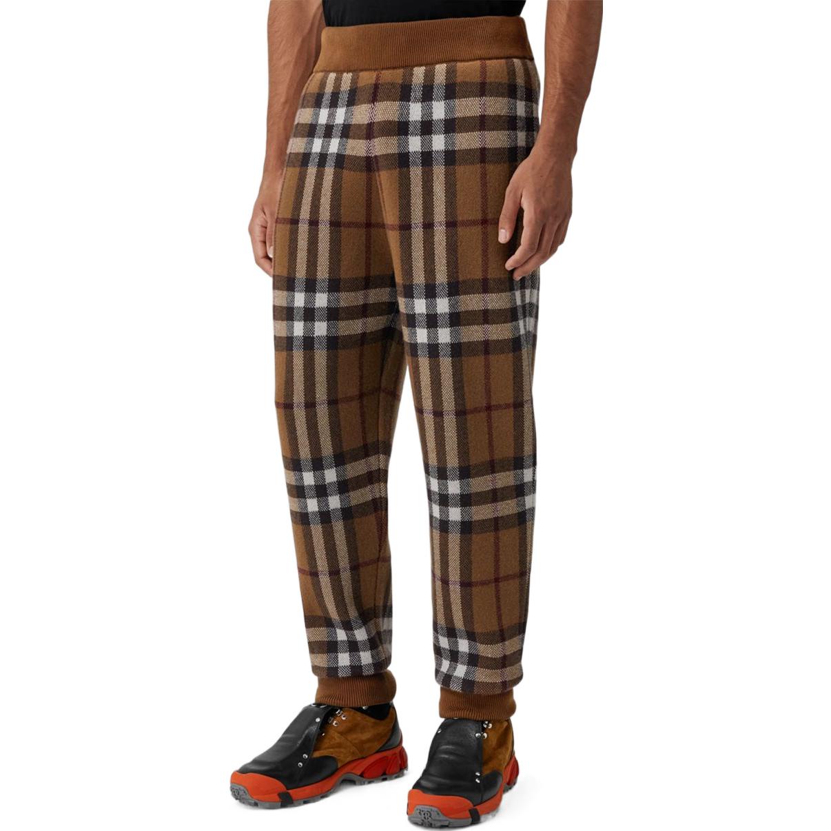 Purchase Burberry FW22 Pantalones Jogger de Punto a Cuadros Marrón Abedul 80636421