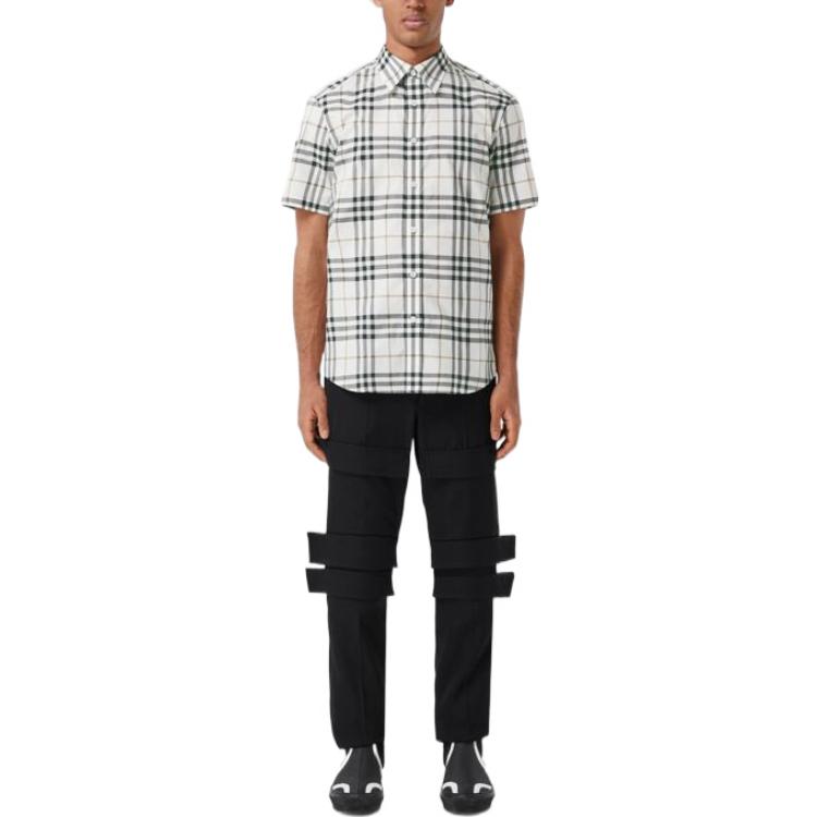 Burberry FW22  Check Short Sleeve Button-Up Shirt Beige 80520791 圖 3