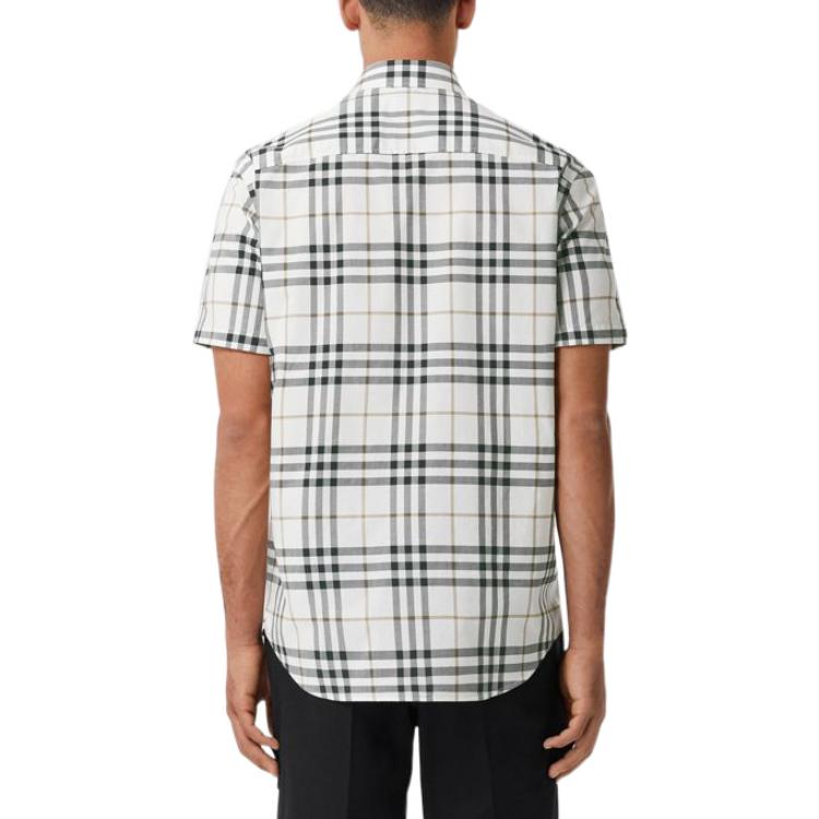 Burberry FW22  Check Short Sleeve Button-Up Shirt Beige 80520791 圖 4