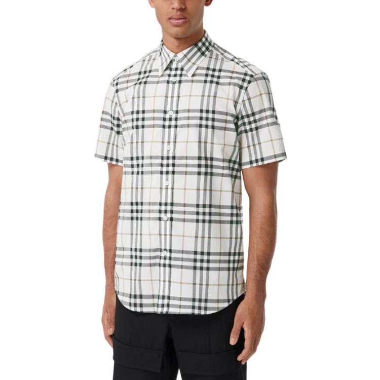 Burberry FW22  Check Short Sleeve Button-Up Shirt Beige 80520791 圖 5