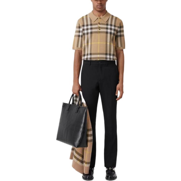 Burberry FW22  Check Wool Blend Jacquard Short Sleeve Knit Sweater Brown. 80549191 圖 3