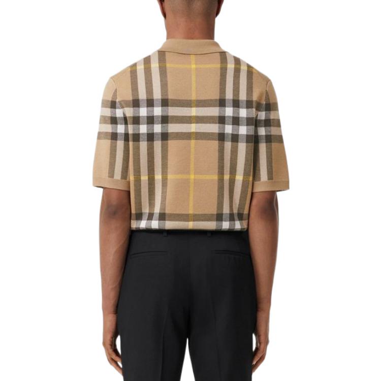 Burberry FW22  Check Wool Blend Jacquard Short Sleeve Knit Sweater Brown. 80549191 圖 4
