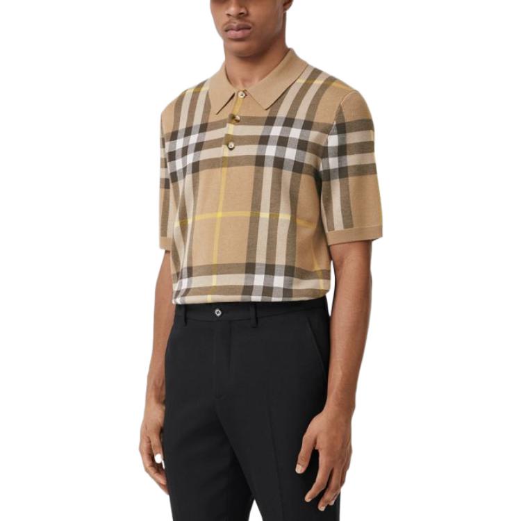 Burberry FW22  Check Wool Blend Jacquard Short Sleeve Knit Sweater Brown. 80549191 圖 5
