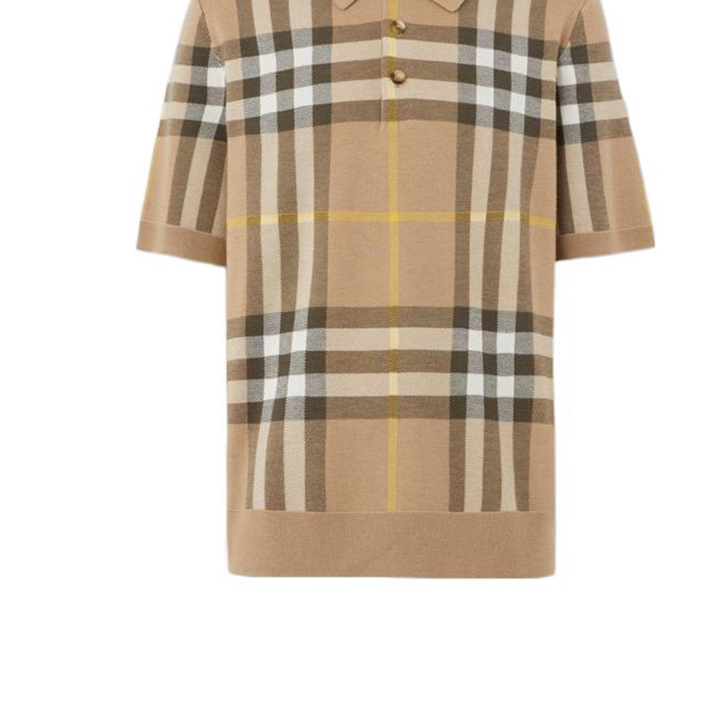 Burberry FW22  Check Wool Blend Jacquard Short Sleeve Knit Sweater Brown. 80549191 圖 7