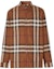 Order 버버리 FW22 체크 패턴 브라운 싱글 칼라 긴소매 셔츠. 80557421