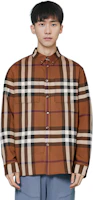 Purchase Burberry FW22 棕色格紋長袖襯衫 單排扣翻領設計。 80557421