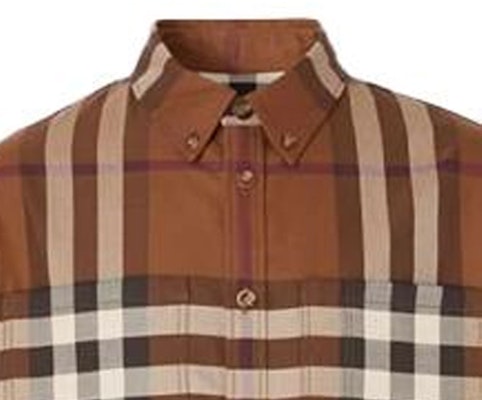 버버리 FW22 체크 패턴 브라운 싱글 칼라 긴소매 셔츠. 80557421 Details for 버버리 FW22 체크 패턴 브라운 싱글 칼라 긴소매 셔츠. 80557421