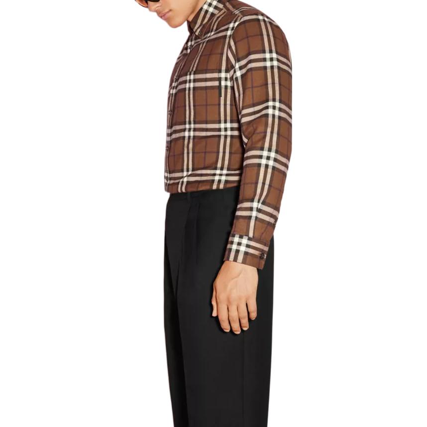 Burberry FW22  Checkered Long Sleeve Polo Shirt in Dark Birch Brown. 80608011 圖 4