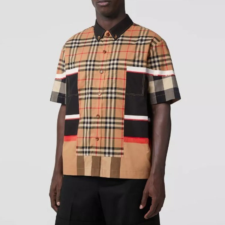 Burberry FW22  Checkered Short-Sleeve Shirt Khaki 80557321 圖 5
