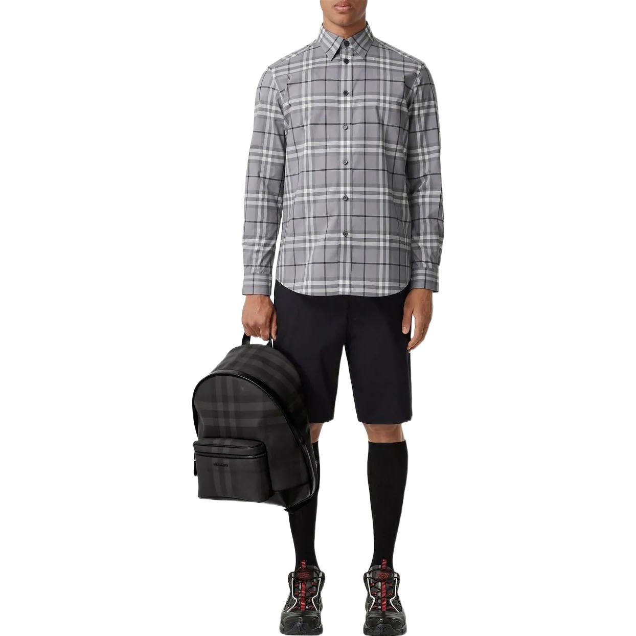 Burberry FW22  Classic Check Cotton Button-Up Shirt Gray 80554911 圖 3