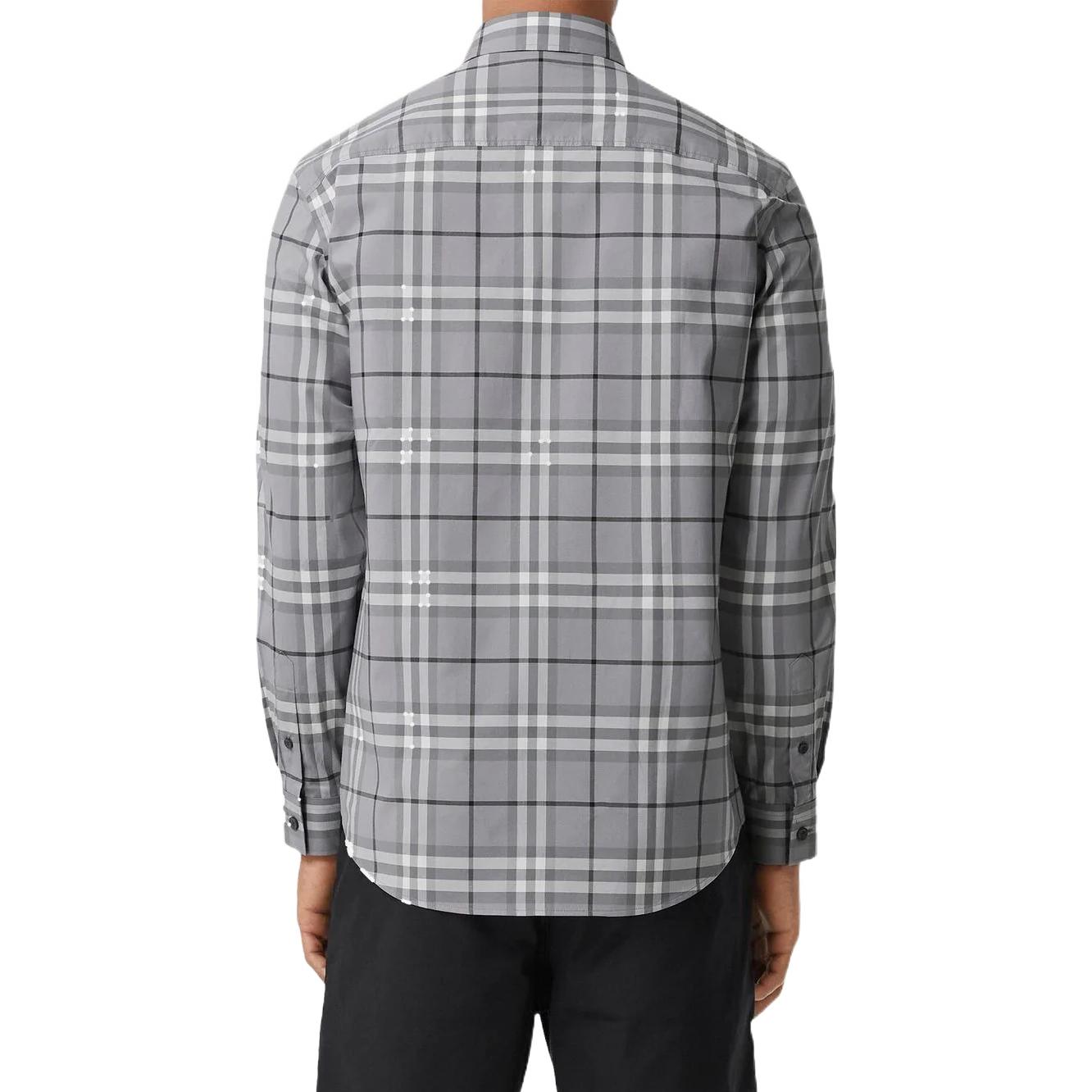 Burberry FW22  Classic Check Cotton Button-Up Shirt Gray 80554911 圖 4
