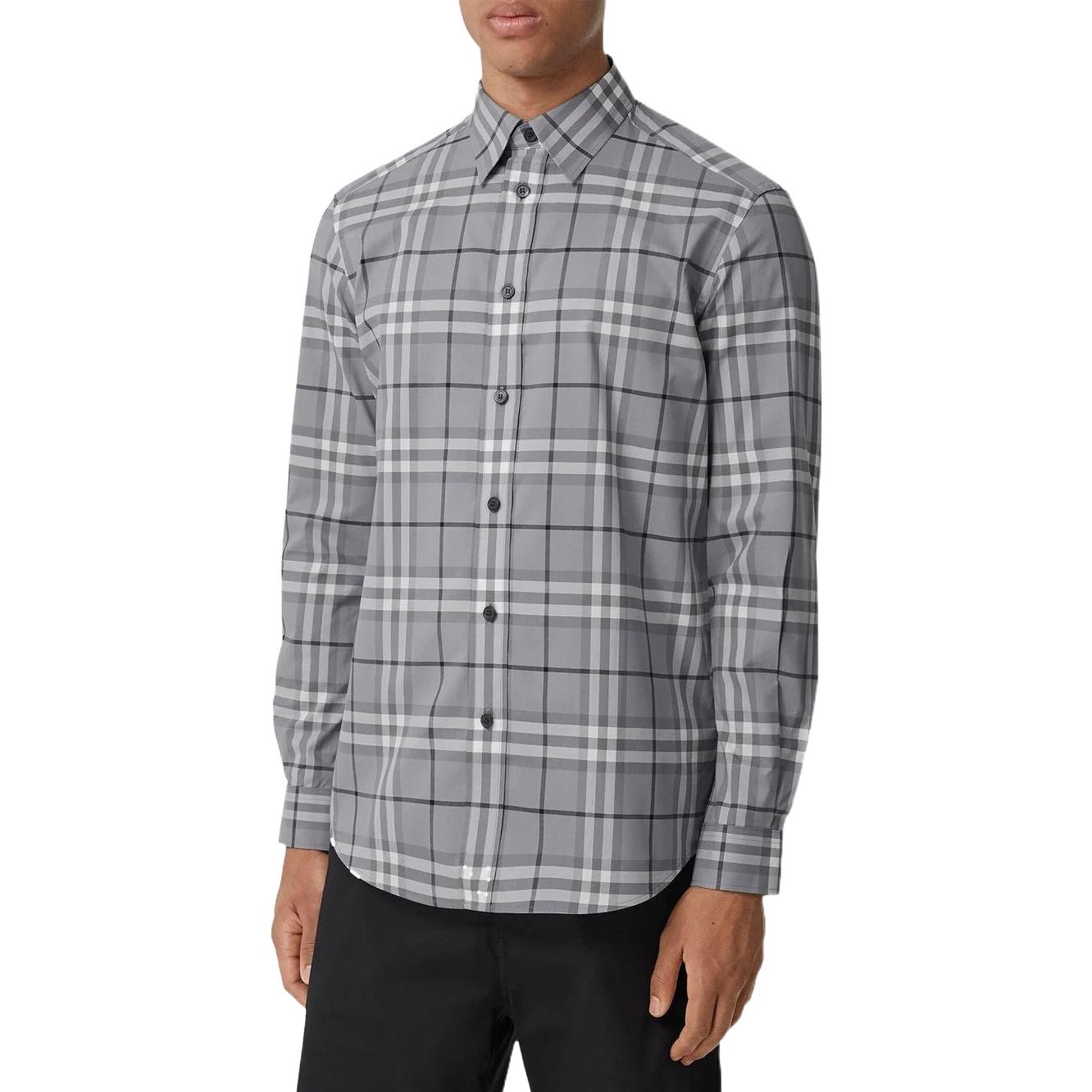 Burberry FW22  Classic Check Cotton Button-Up Shirt Gray 80554911 圖 5