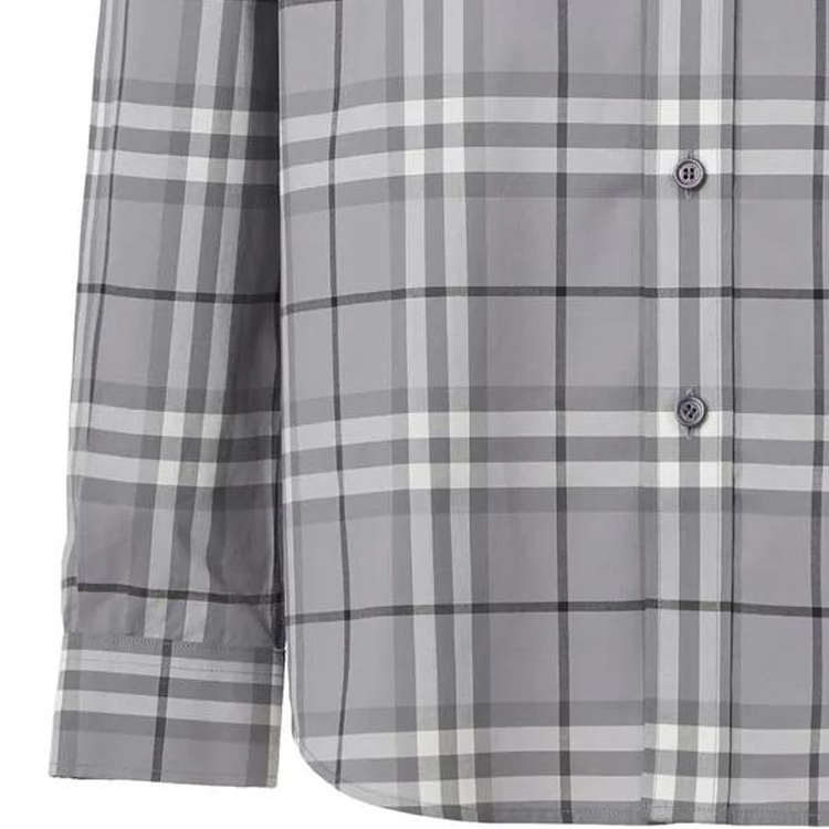 Burberry FW22  Classic Check Cotton Button-Up Shirt Gray 80554911 圖 6