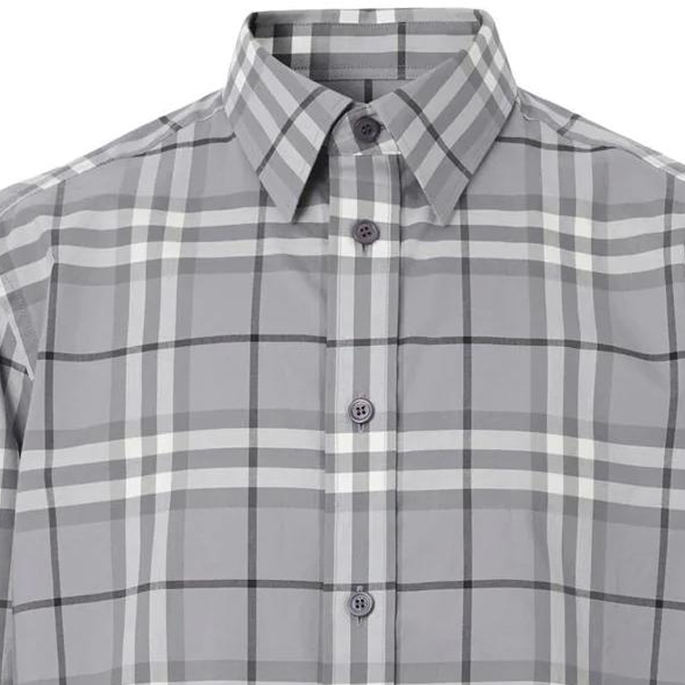 Burberry FW22  Classic Check Cotton Button-Up Shirt Gray 80554911 圖 7