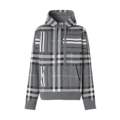 Burberry FW22 Colorblock Check Pullover Sweatshirt Grey 80579961