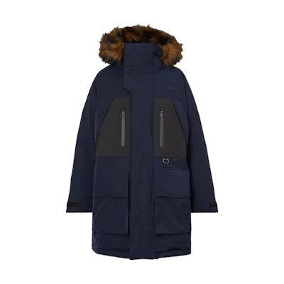 Burberry FW22 Colorblock Down Jacket with Fur Collar - Dark Navy 80581281