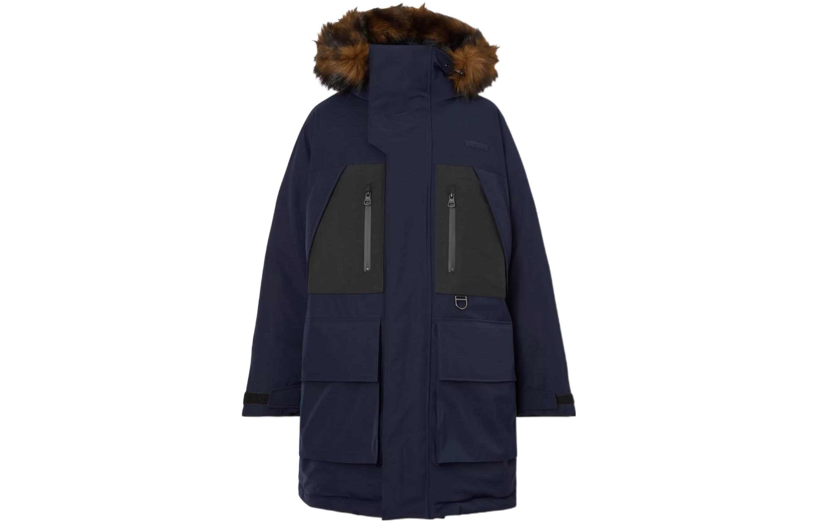 Burberry FW22  Colorblock Down Jacket with Fur Collar - Dark Navy 80581281 圖 2