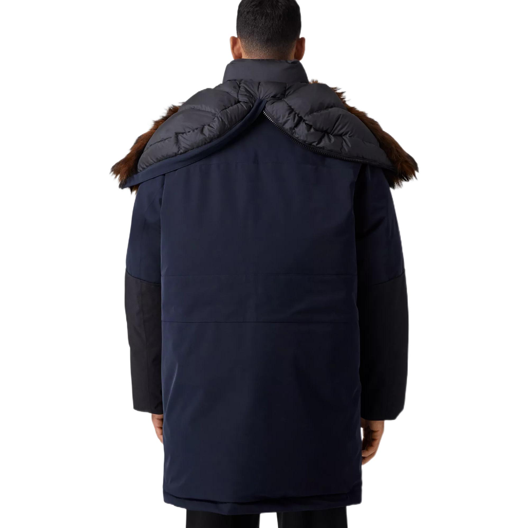 Burberry FW22  Colorblock Down Jacket with Fur Collar - Dark Navy 80581281 圖 4