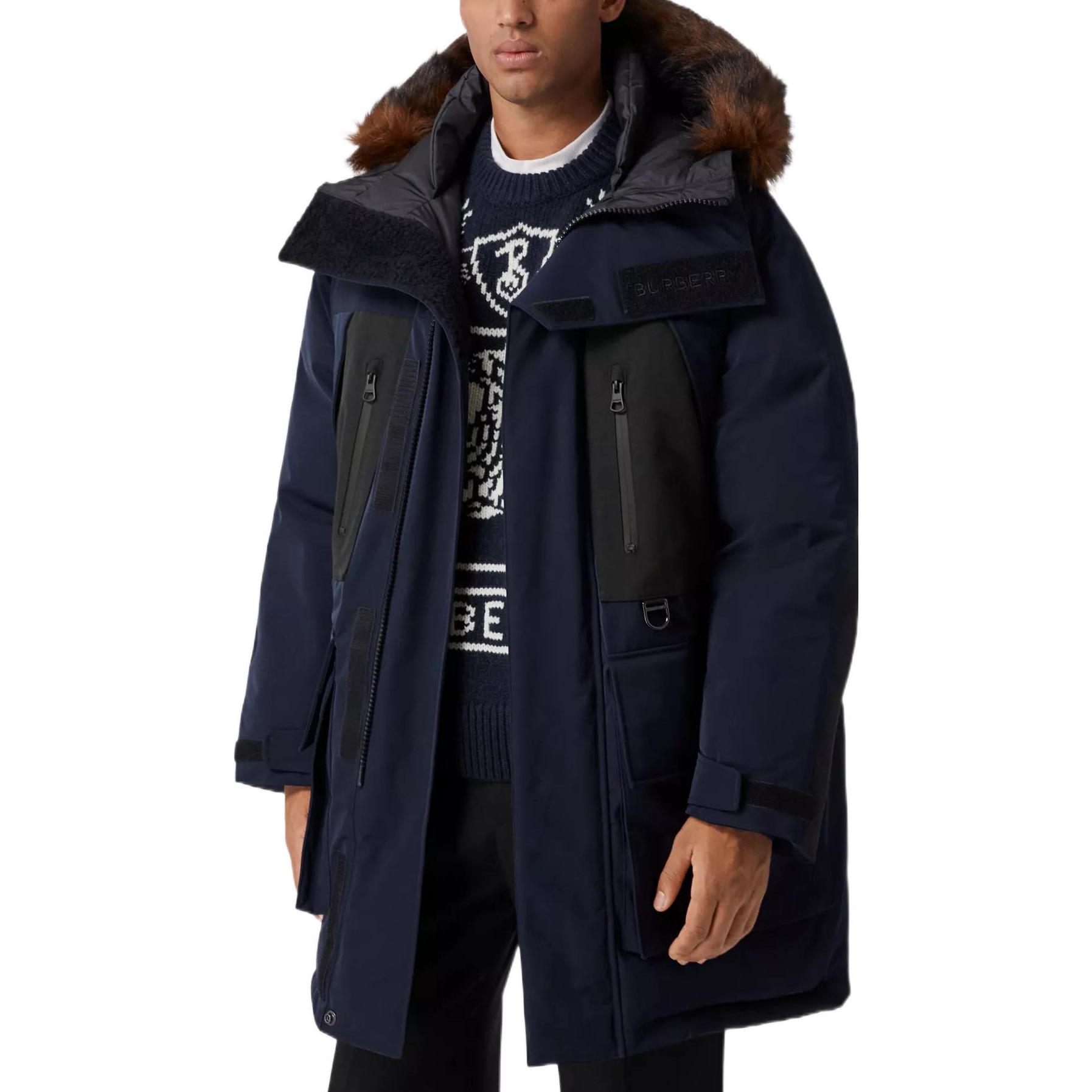 Burberry FW22  Colorblock Down Jacket with Fur Collar - Dark Navy 80581281 圖 5