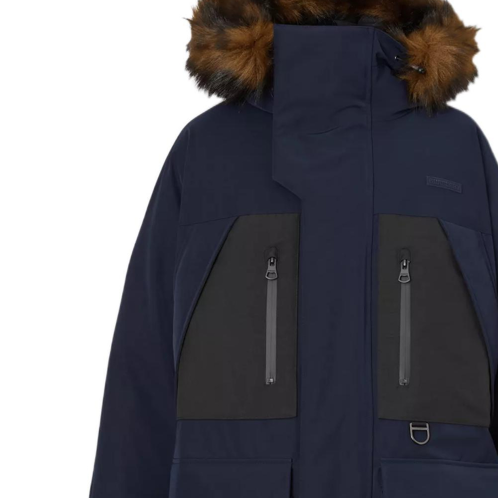Burberry FW22  Colorblock Down Jacket with Fur Collar - Dark Navy 80581281 圖 6
