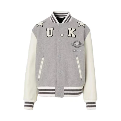 Burberry FW22 Colorblock Letter Print Baseball Jacket - Gray 80544831