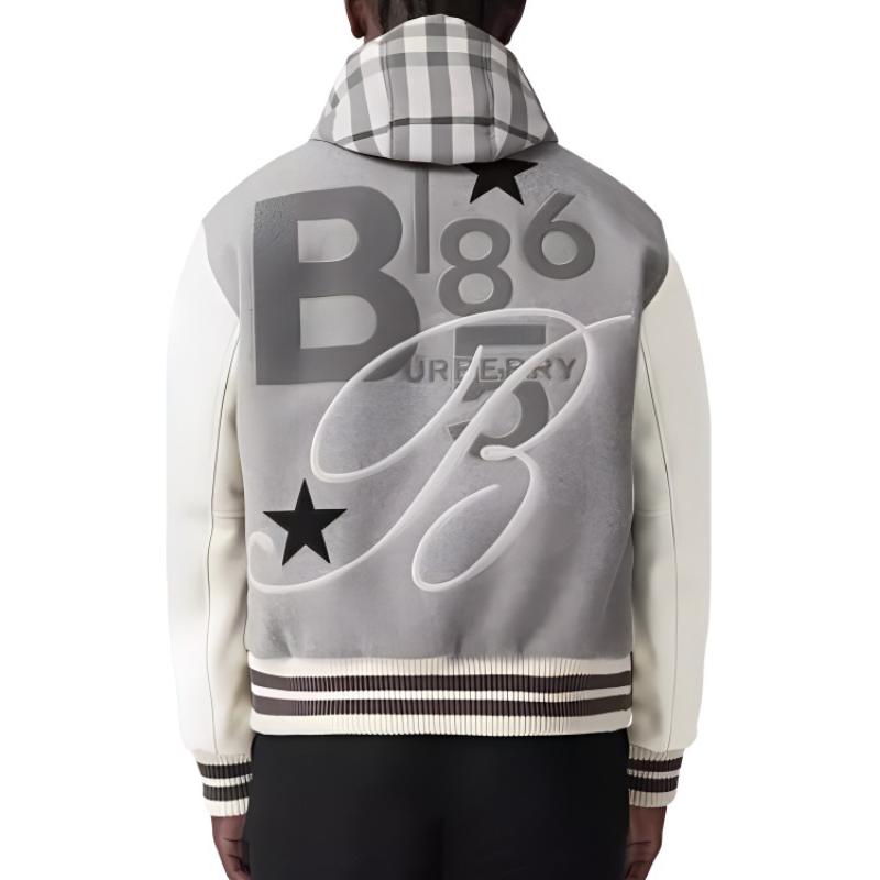 Burberry FW22  Colorblock Letter Print Baseball Jacket - Gray 80544831 圖 4
