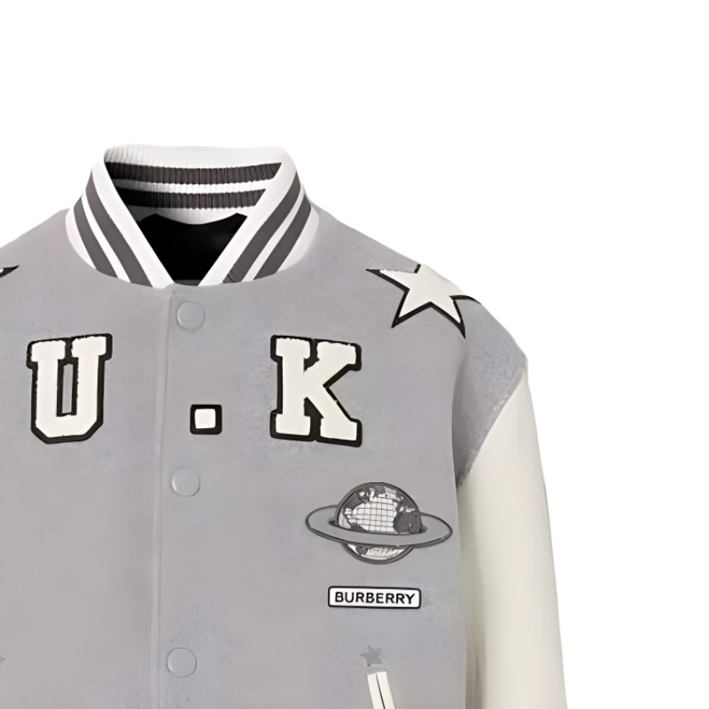 Burberry FW22  Colorblock Letter Print Baseball Jacket - Gray 80544831 圖 6