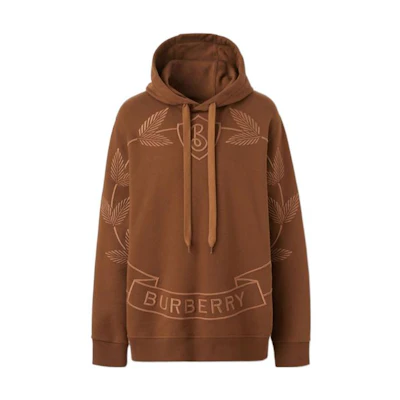 Burberry FW22 Dark Brown Logo Floral Embroidered Pullover Sweatshirt 80632001