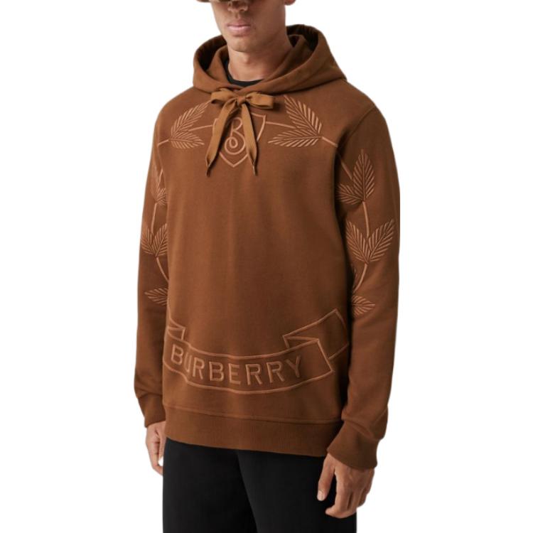 Details for Burberry FW22  Dark Brown Logo Floral Embroidered Pullover Sweatshirt 80632001