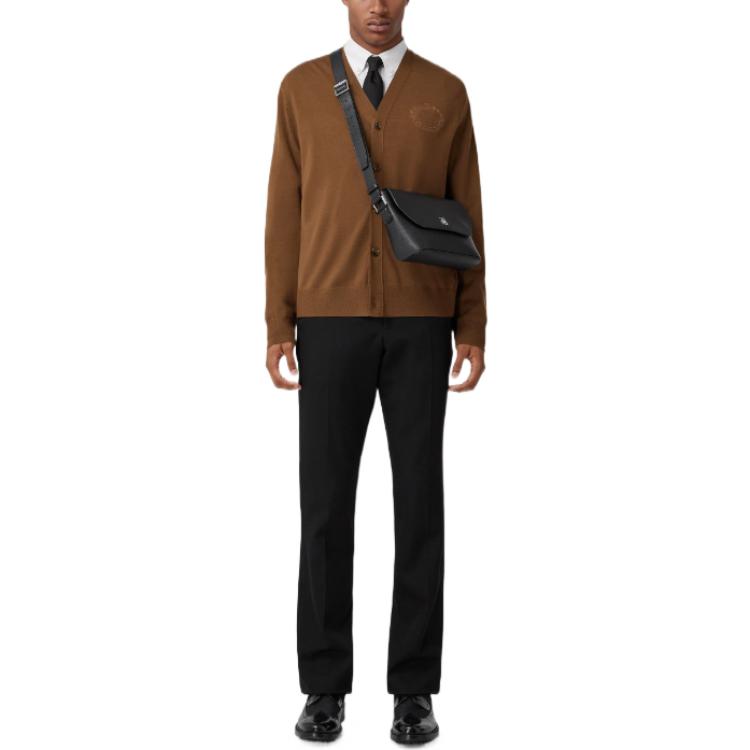 Burberry FW22  Dark Brown V-Neck Sweater with Oak Leaf Embroidery. 80636381 圖 3