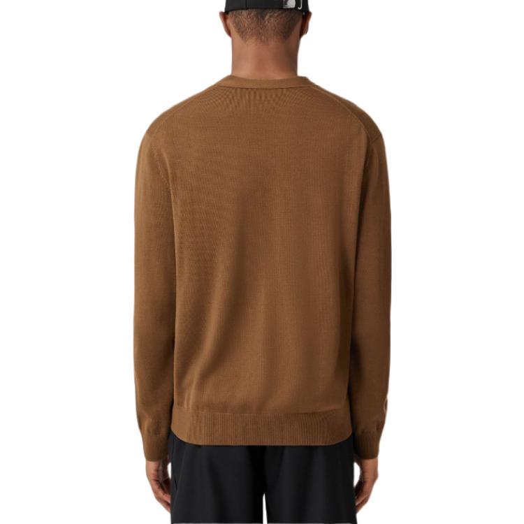 Burberry FW22  Dark Brown V-Neck Sweater with Oak Leaf Embroidery. 80636381 圖 4