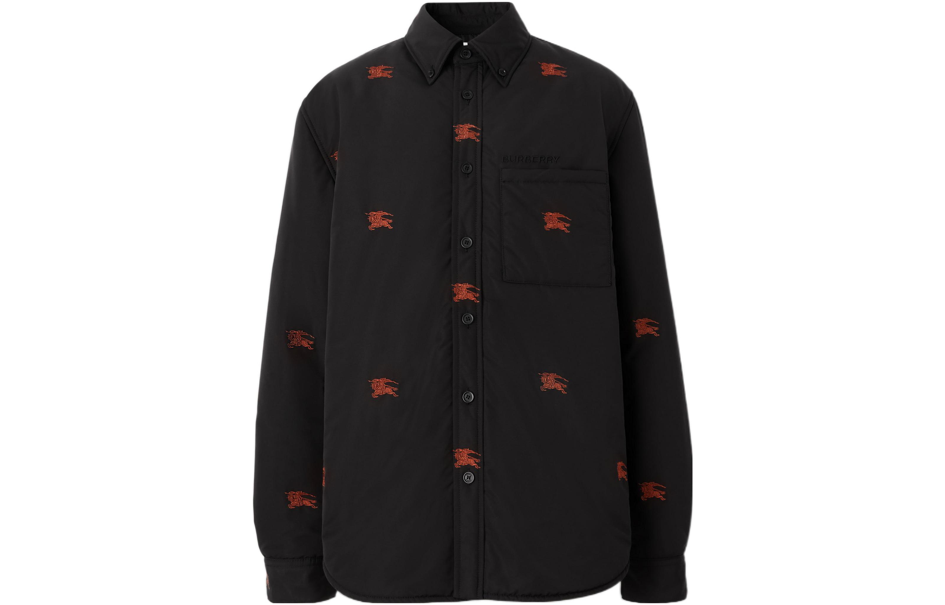 Burberry FW22  Equestrian Knight Embroidered Long Sleeve Shirt Black 80610501