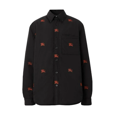Burberry FW22 Equestrian Knight Embroidered Long Sleeve Shirt Black 80610501