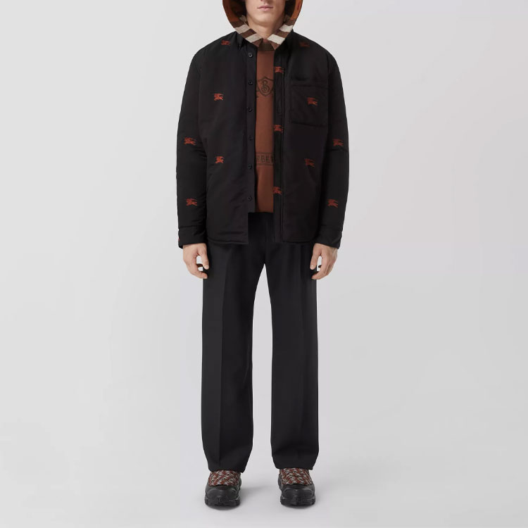Burberry FW22  Equestrian Knight Embroidered Long Sleeve Shirt Black 80610501 圖 3