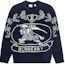 Buy Burberry FW22 Equestrian Knit Wool Crewneck Sweater Blue 80587641