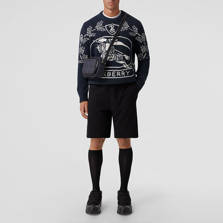 Purchase Burberry FW22 Equestrian Baju Sejuk Kain Wool Biru Crewneck 80587641