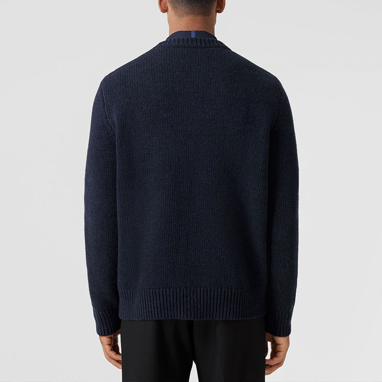 Sizing Burberry FW22 Equestrian Baju Sejuk Kain Wool Biru Crewneck 80587641