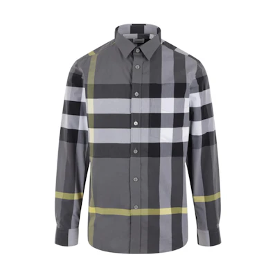 Burberry FW22 Gray Checkered Long-Sleeve Button-Up Shirt 80652021