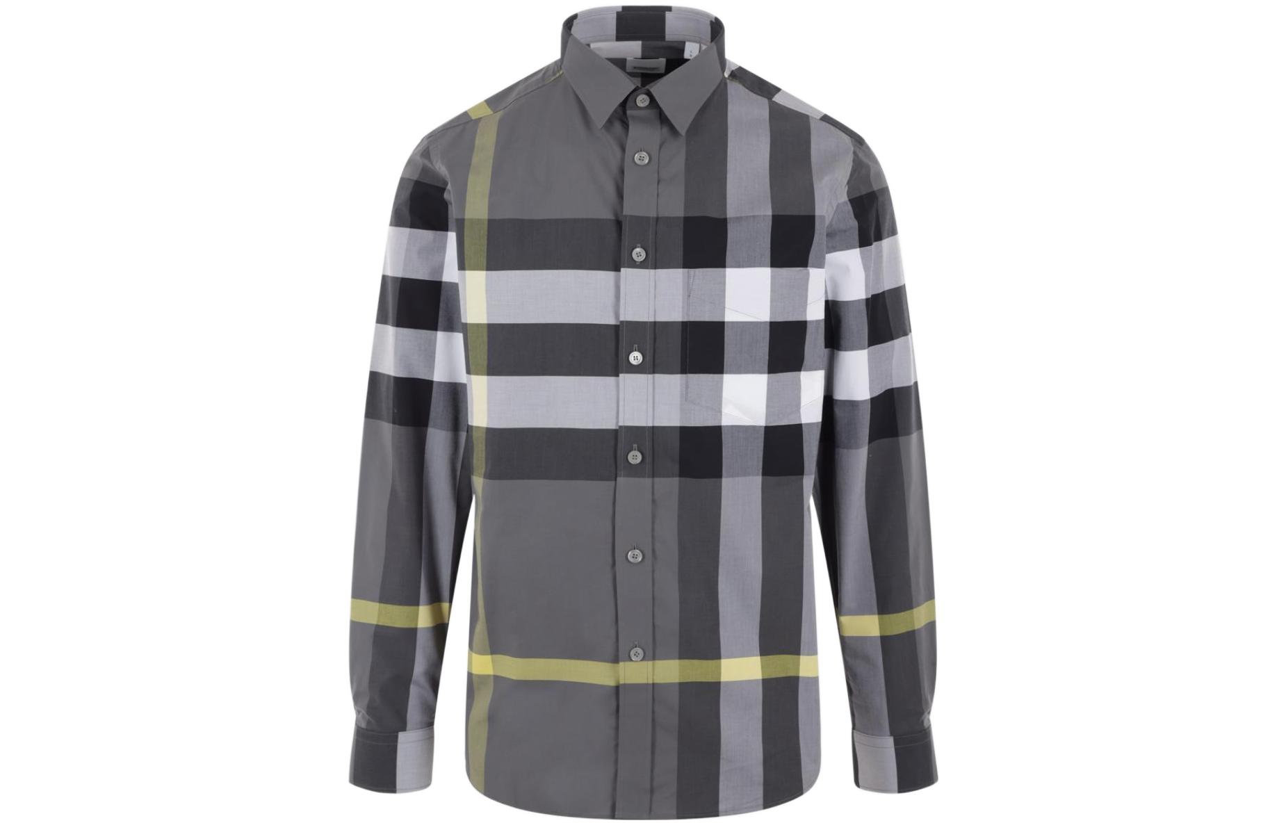 Burberry FW22  Gray Checkered Long-Sleeve Button-Up Shirt 80652021 圖 2