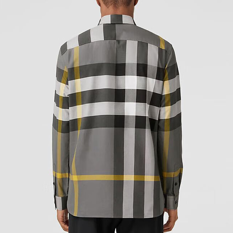 Burberry FW22  Gray Checkered Long-Sleeve Button-Up Shirt 80652021 圖 5