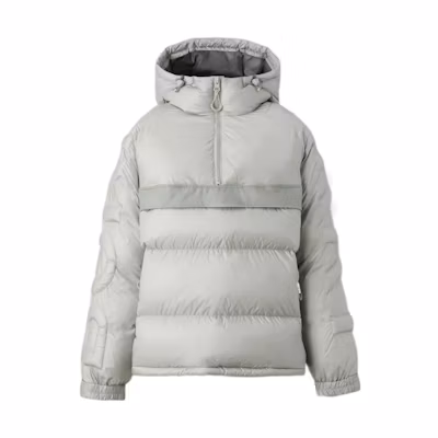 Burberry FW22 Gray Solid Color Zip-Up Hooded Down Jacket 80637181